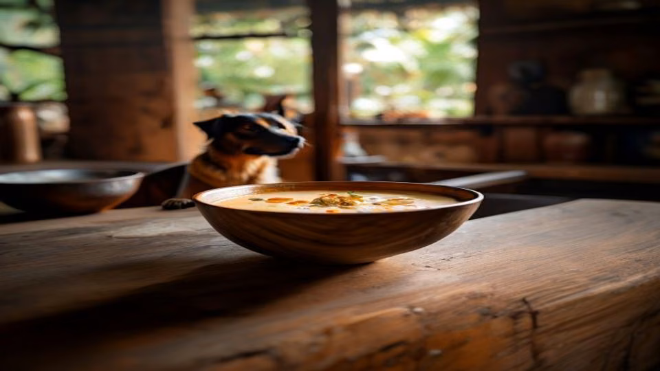 Coconut Soup and dog — dogeats.in Indian pet food safety