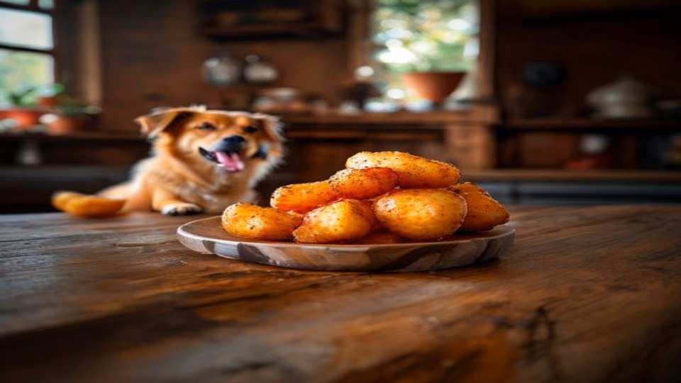 Honey Chilli Potato and dog — dogeats.in Indian pet food safety