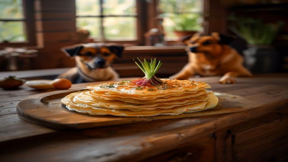 Spring Onion Pancake and dog — dogeats.in Indian pet food safety