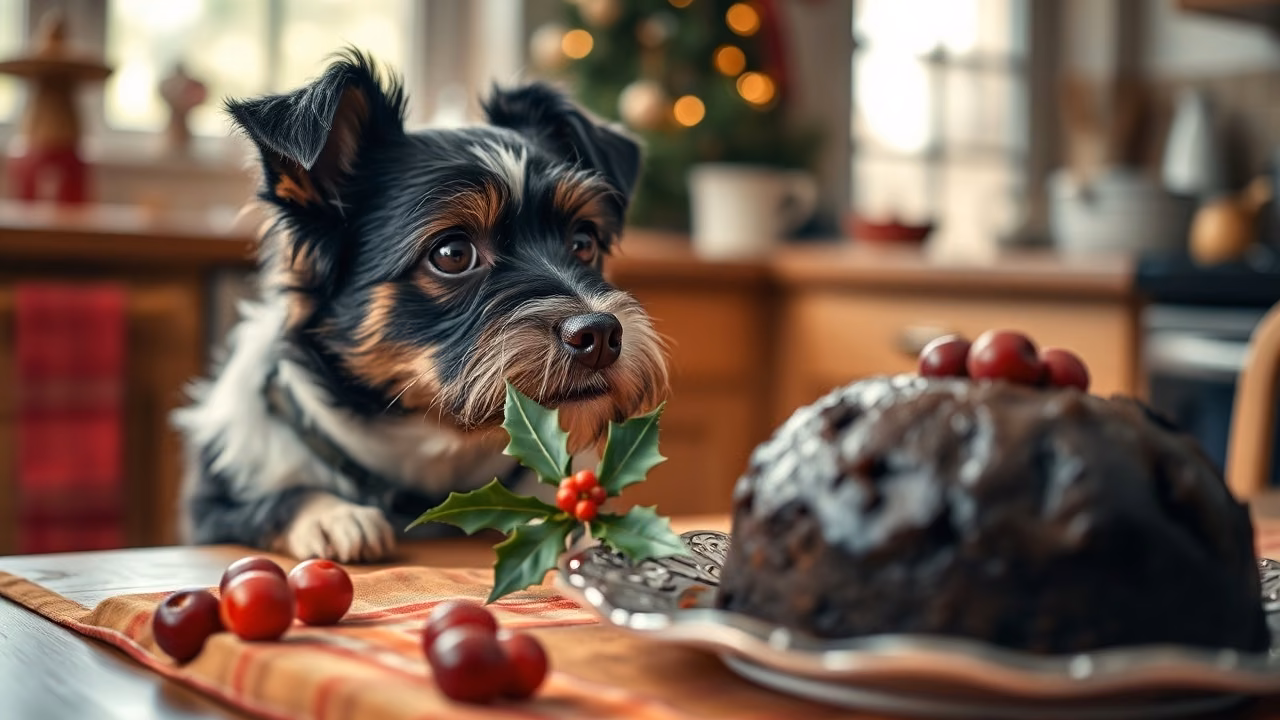 Christmas Pudding and dog, dogeats.in US pet food safety guide