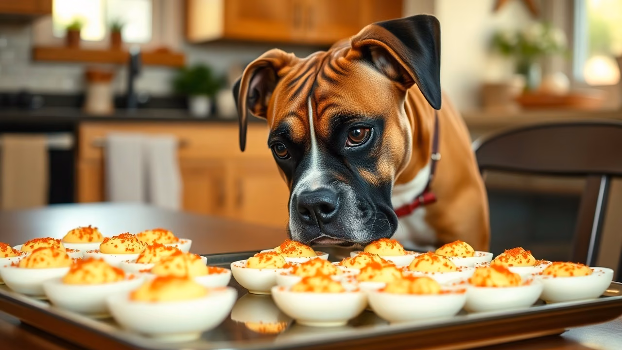 Deviled Eggs and dog, dogeats.in US pet food safety guide