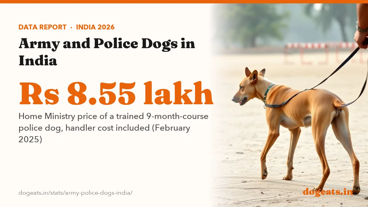 Rs 8.55 lakh Home Ministry price of a trained 9-month-course police dog, handler cost included (February 2025)