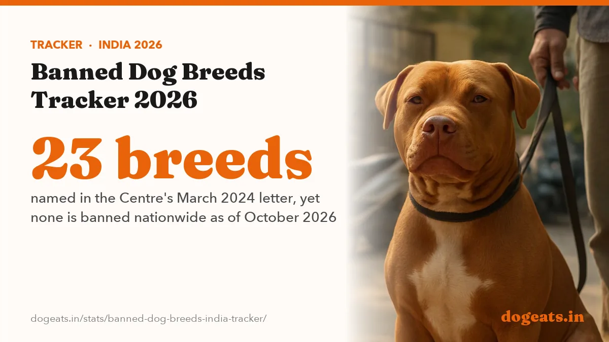 23 breeds named in the Centre's March 2024 letter, yet none is banned nationwide as of October 2026
