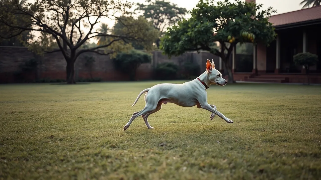 A Chippiparai trots across a large villa garden, a strong pick for best dog for villa homes in India