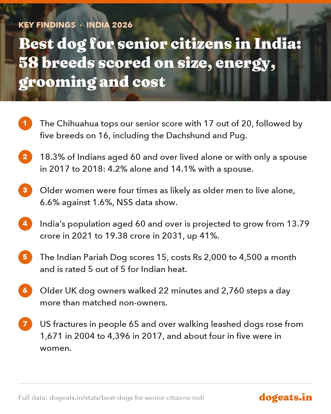 Key findings: Best dog for senior citizens in India: 58 breeds scored on size, energy, grooming and cost