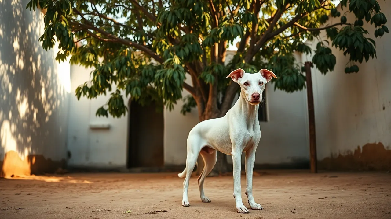 White Rajapalayam in a Tamil Nadu courtyard, top of our best guard dog for home in India score