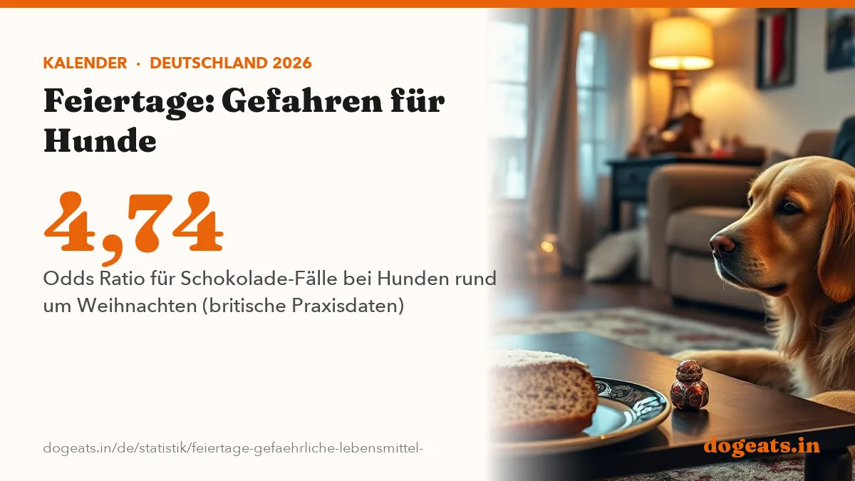 4,74 Odds Ratio für Schokolade-Fälle bei Hunden rund um Weihnachten (britische Praxisdaten)