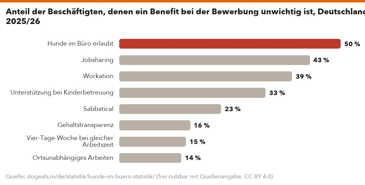 Anteil der Beschäftigten, denen ein Benefit bei der Bewerbung unwichtig ist, Deutschland 2025/26