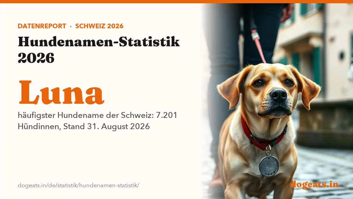 Luna häufigster Hundename der Schweiz: 7.201 Hündinnen, Stand 31. August 2026