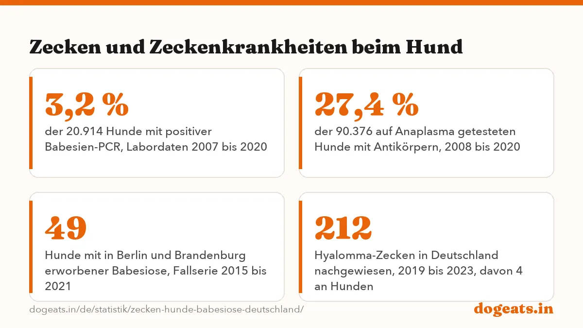 Zecken und Zeckenkrankheiten beim Hund: 18,8 % Anteil der Auwaldzecke an allen Zecken, die 2020 und 2021 in Deutschland von Hunden abgesammelt