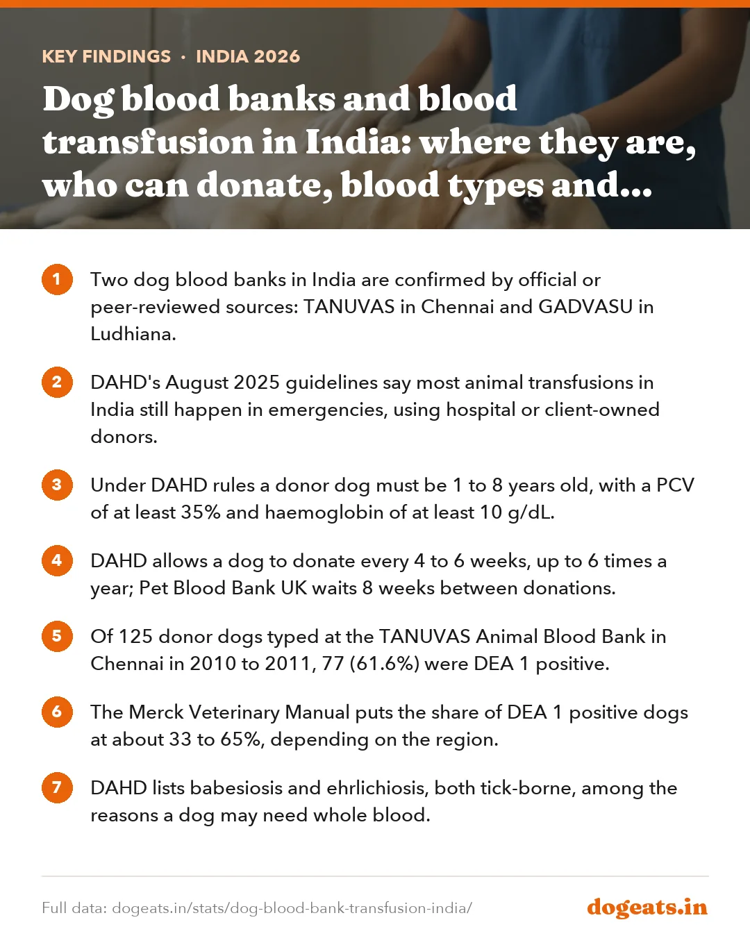 Key findings: Dog blood banks and blood transfusion in India: where they are, who can donate, blood types and safety
