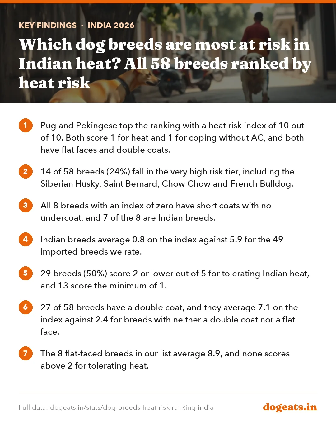 Key findings: Which dog breeds are most at risk in Indian heat? All 58 breeds ranked by heat risk