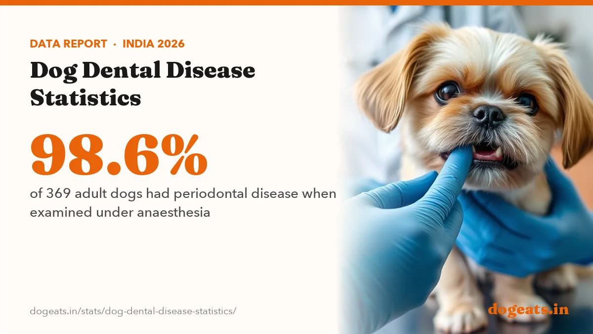 98.6% of 369 adult dogs had periodontal disease when examined under anaesthesia
