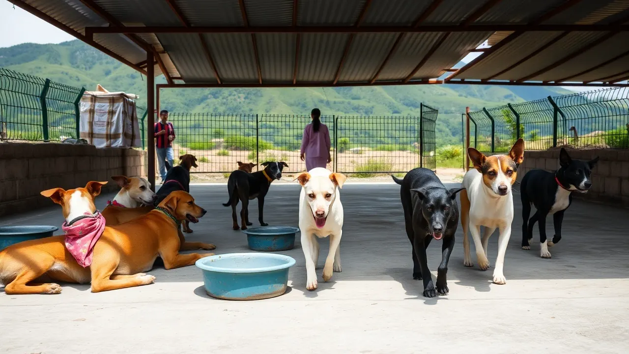 Healthy dogs resting at a northeast India shelter, a region where the dog meat ban debate continues