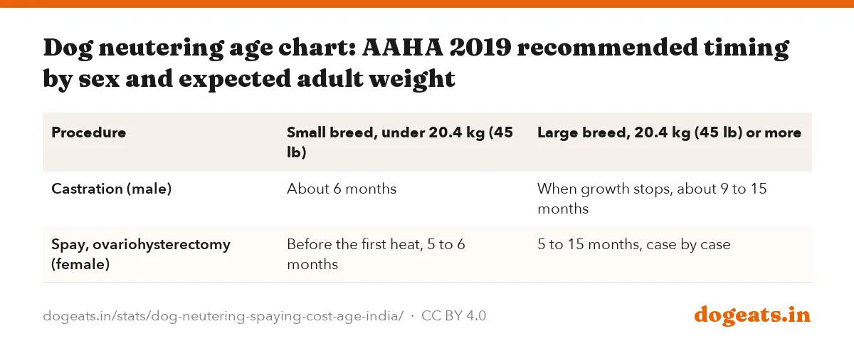 Dog neutering age chart: AAHA 2019 recommended timing by sex and expected adult weight