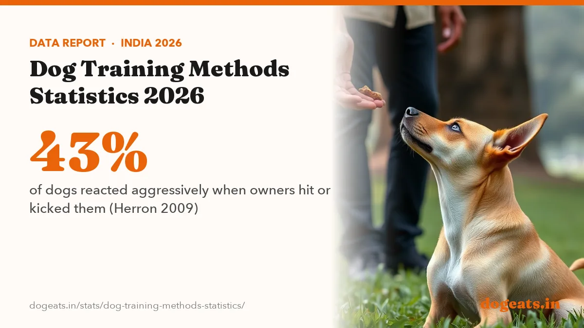 43% of dogs reacted aggressively when owners hit or kicked them (Herron 2009)