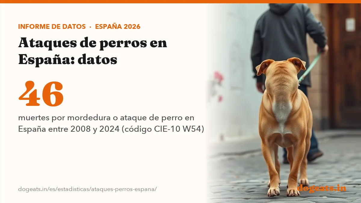 46 muertes por mordedura o ataque de perro en España entre 2008 y 2024 (código CIE-10 W54)