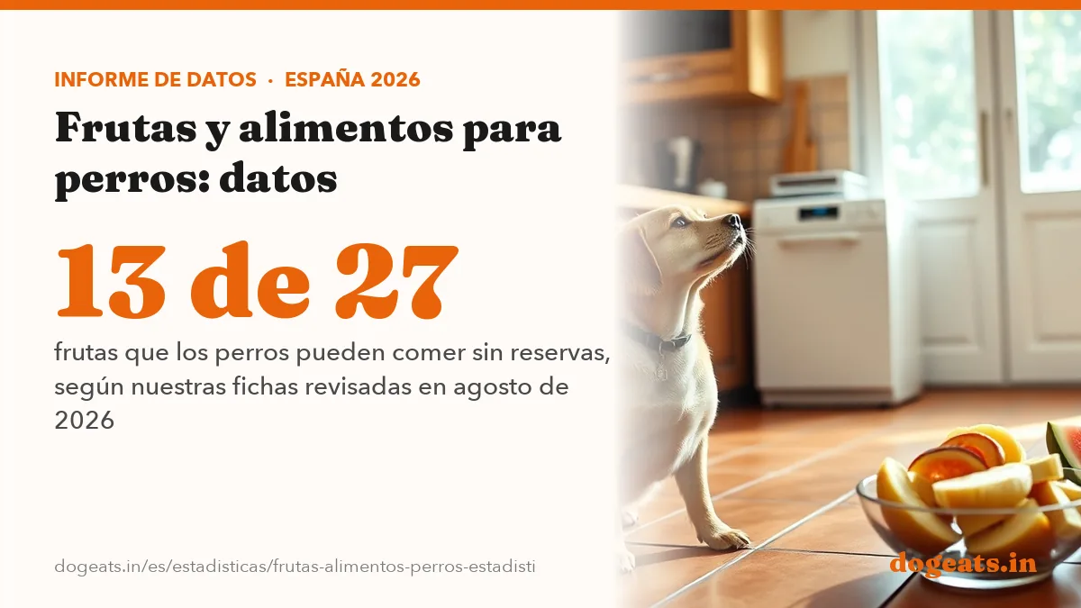 13 de 27 frutas que los perros pueden comer sin reservas, según nuestras fichas revisadas en agosto de 2026