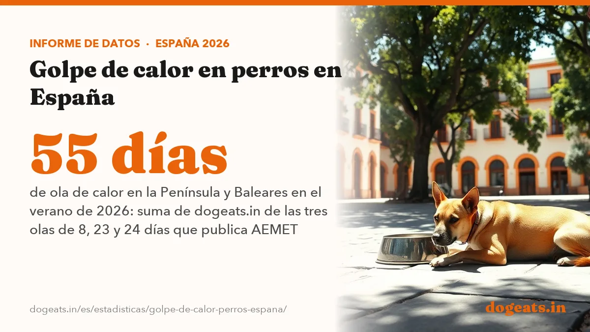 55 días de ola de calor en la Península y Baleares en el verano de 2026: suma de dogeats.in de las tres olas de 8, 23 y 24 días que publica AEMET