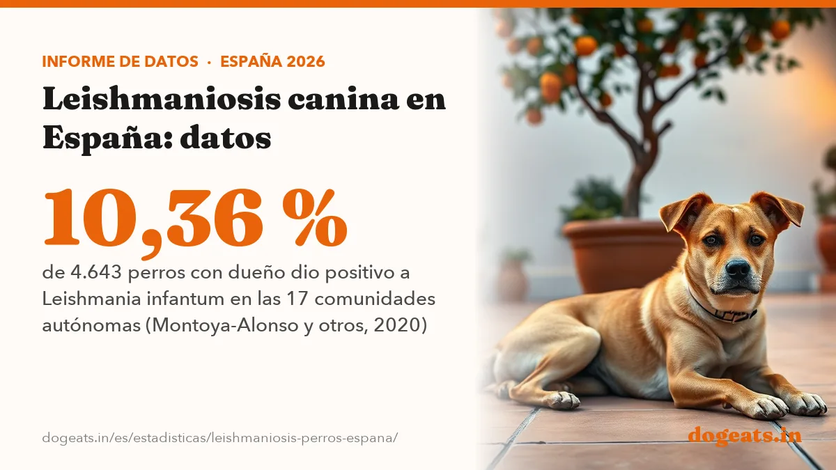 10,36 % de 4.643 perros con dueño dio positivo a Leishmania infantum en las 17 comunidades autónomas (Montoya-Alonso y otros, 2020)