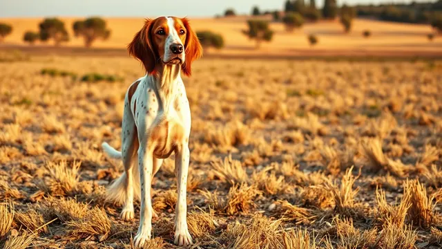 Setter inglés blanco y naranja en un campo de rastrojo, la raza de perro más inscrita en España