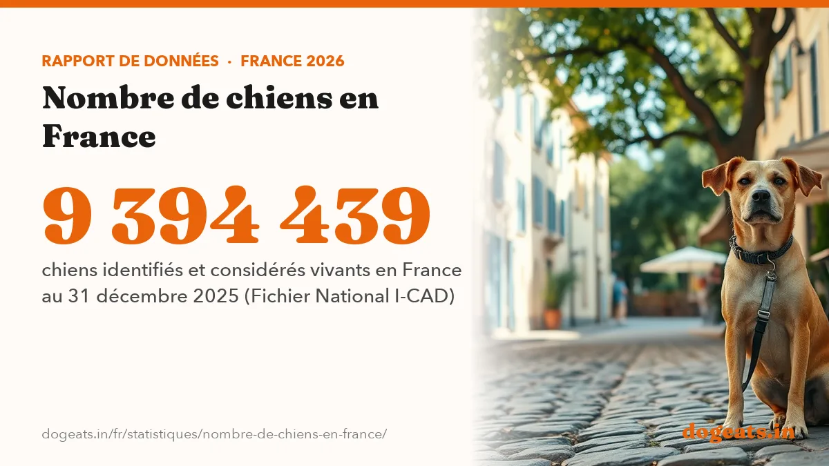 9 394 439 chiens identifiés et considérés vivants en France au 31 décembre 2025 (Fichier National I-CAD)