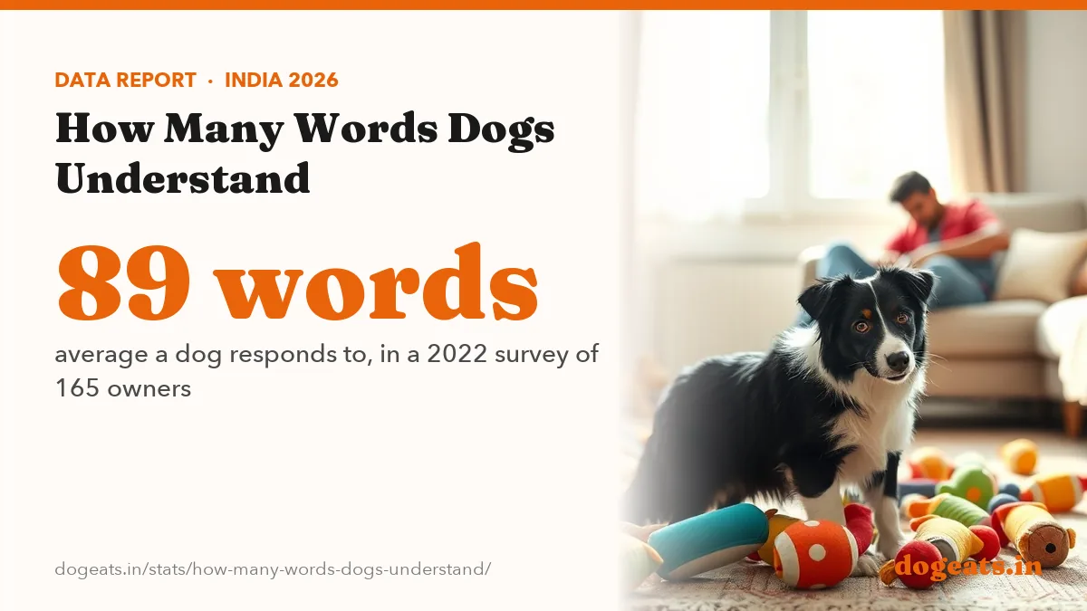 89 words average a dog responds to, in a 2022 survey of 165 owners