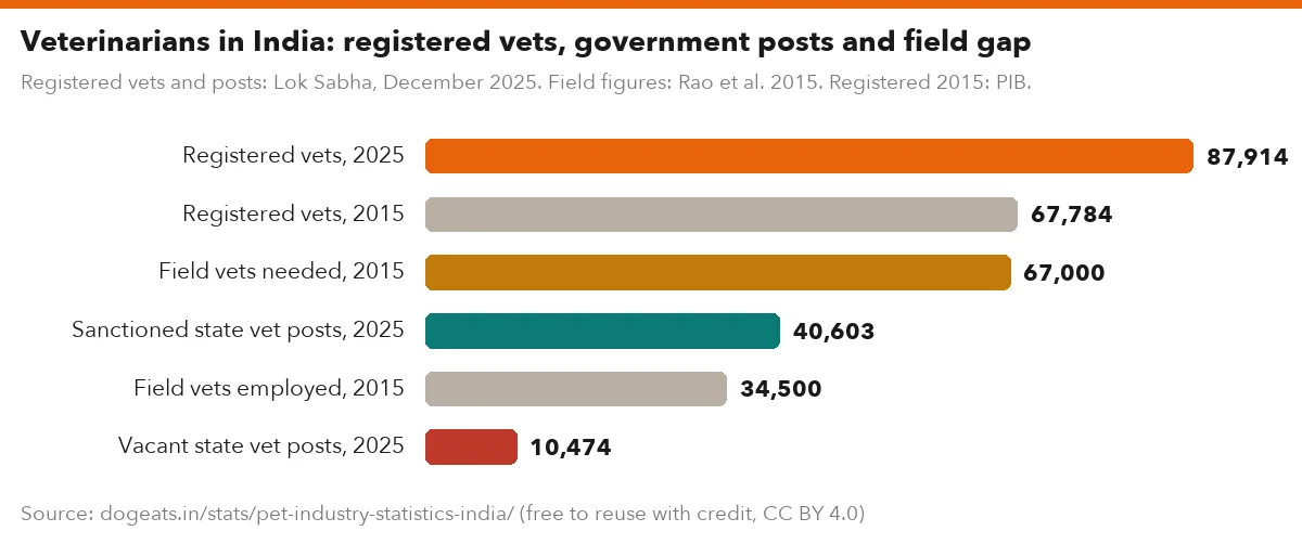 Veterinarians in India: registered vets, government posts and field gap