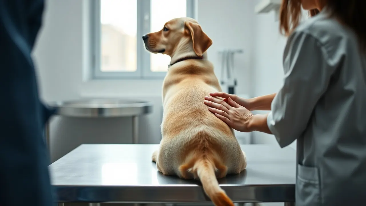 A vet examines a calm Labrador at a Bengaluru clinic, illustrating vet numbers in pet industry in India statistics