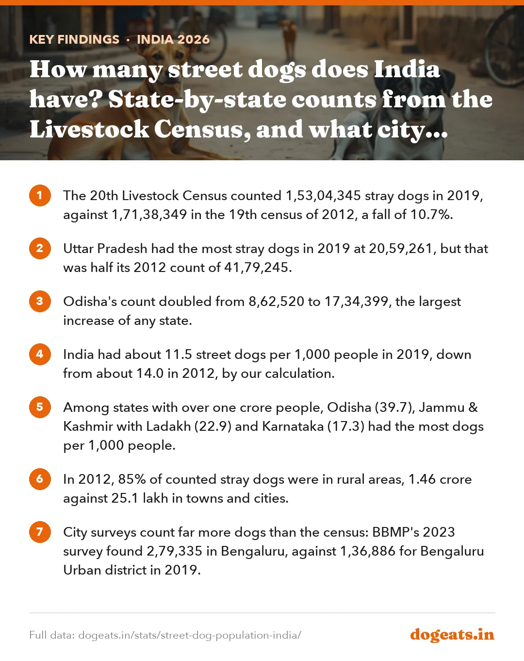 Key findings: How many street dogs does India have? State-by-state counts from the Livestock Census, and what city surveys found