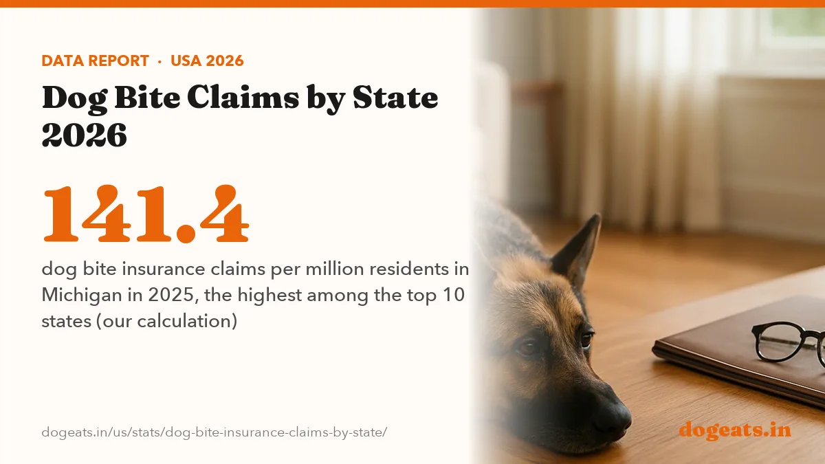141.4 dog bite insurance claims per million residents in Michigan in 2025, the highest among the top 10 states (our calculation)