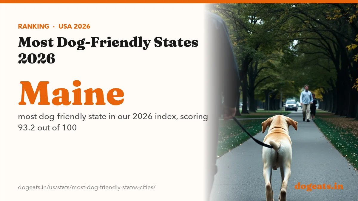 Maine most dog-friendly state in our 2026 index, scoring 93.2 out of 100