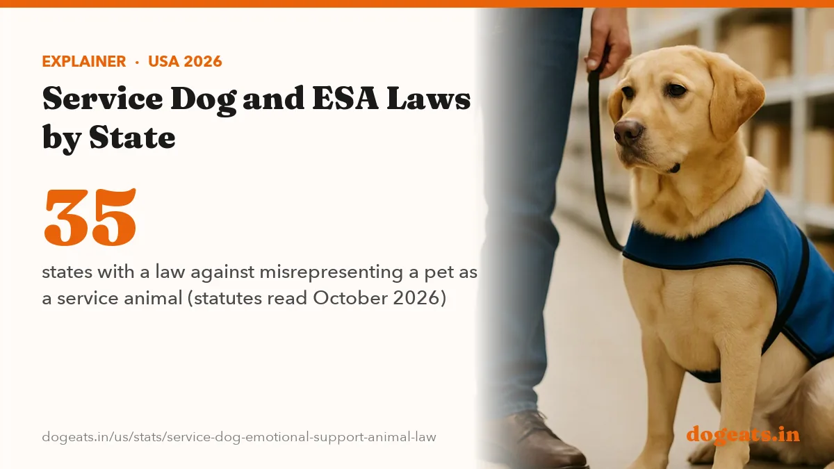 35 states with a law against misrepresenting a pet as a service animal (statutes read October 2026)