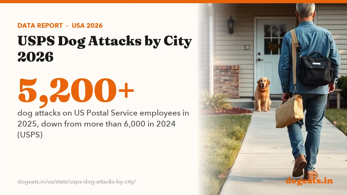 5,200+ dog attacks on US Postal Service employees in 2025, down from more than 6,000 in 2024 (USPS)