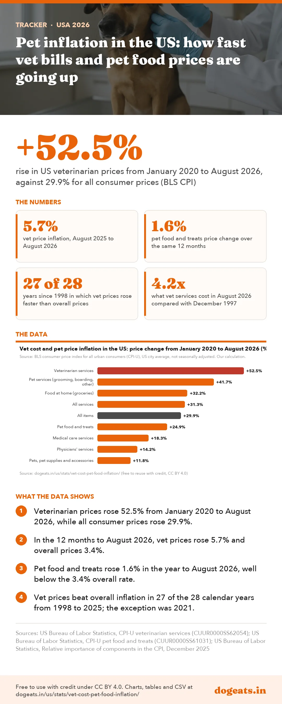 Infographic: Pet inflation in the US: how fast vet bills and pet food prices are going up