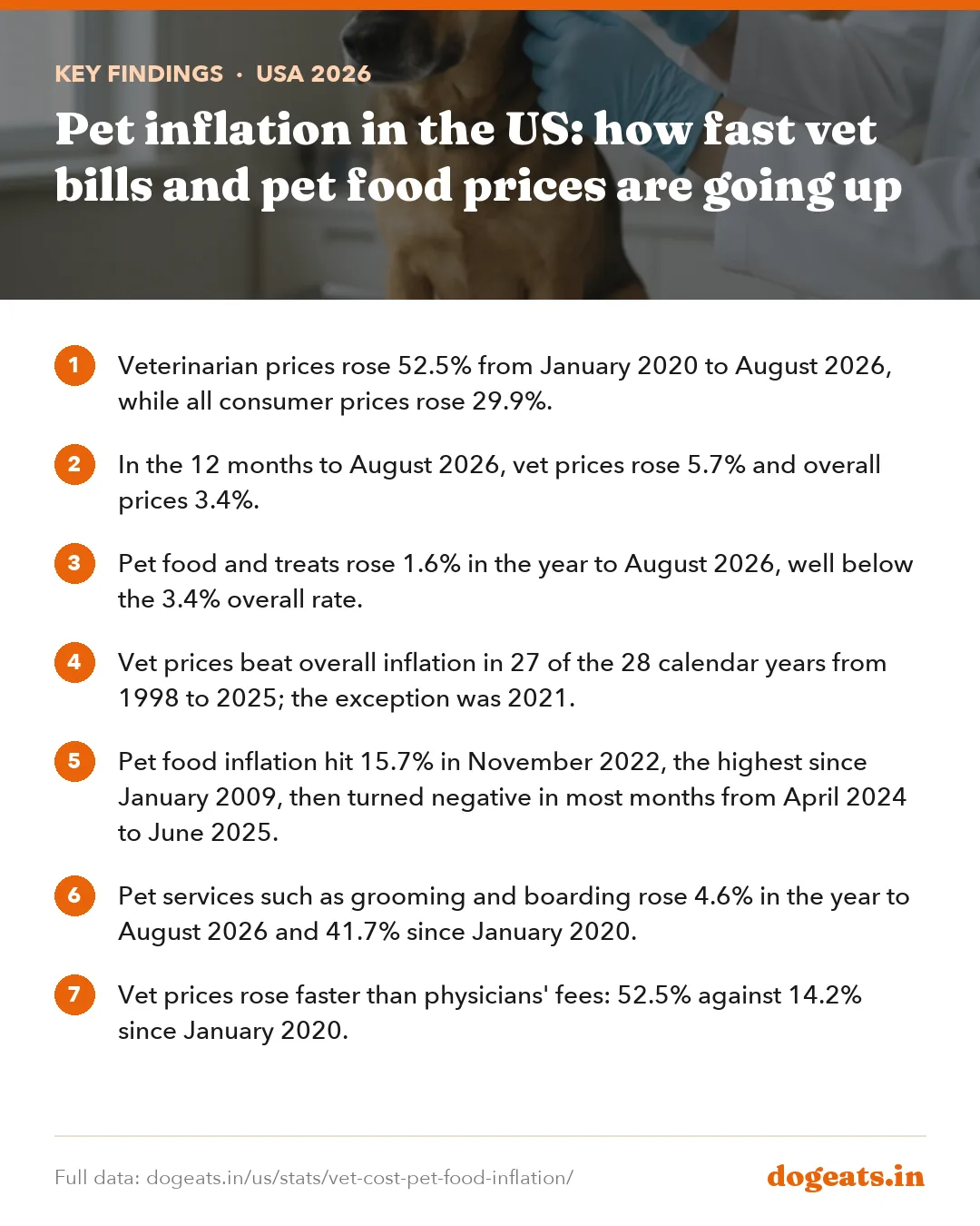 Key findings: Pet inflation in the US: how fast vet bills and pet food prices are going up