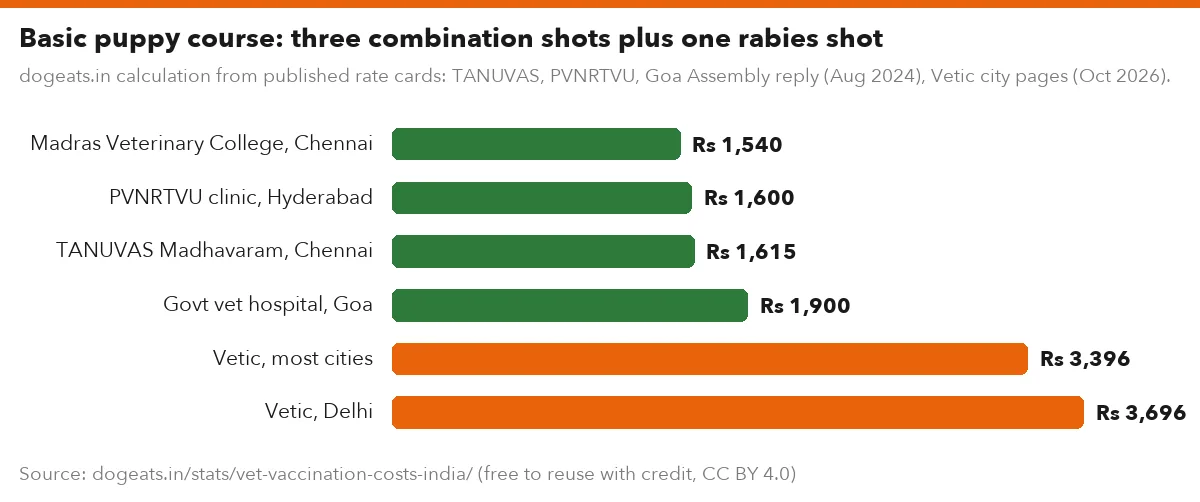 Basic puppy course: three combination shots plus one rabies shot